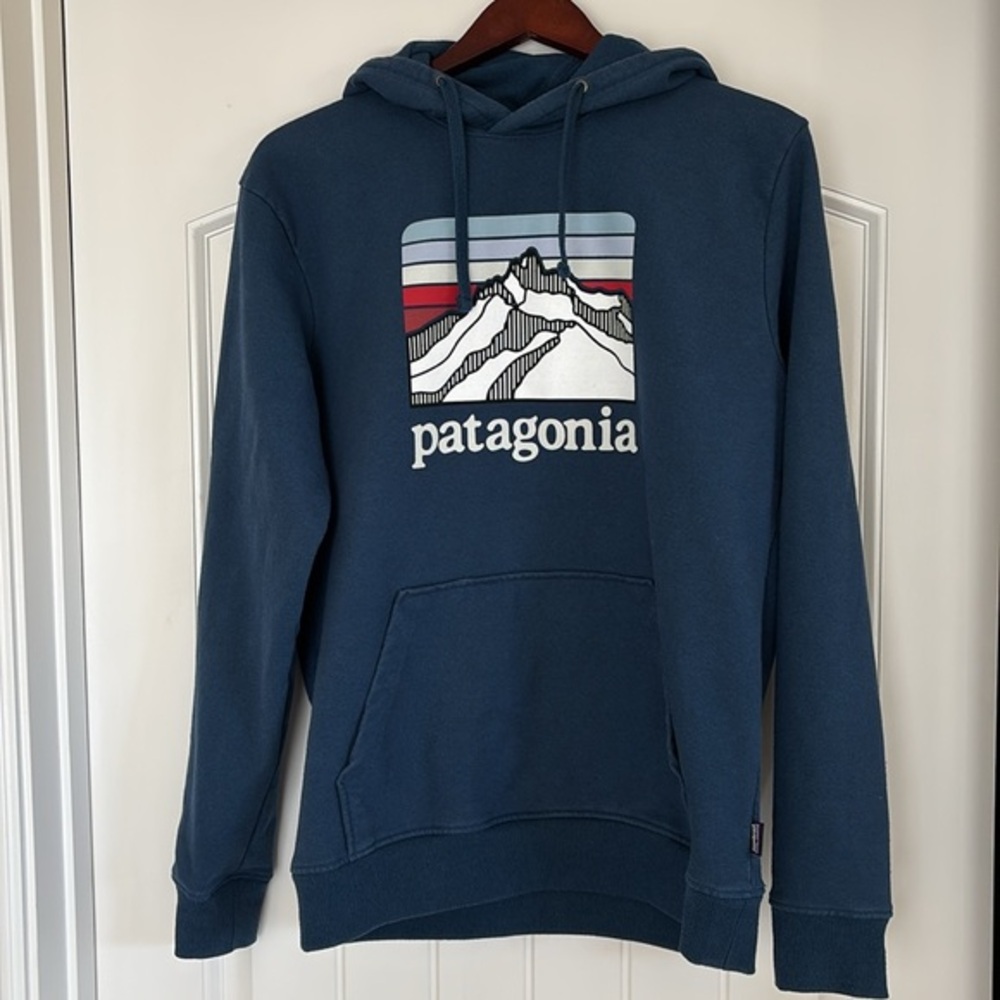 Patagonia‎ Blue Mountain Line Logo Uprisal Hoodie Sweatshirt Mens Size Medium